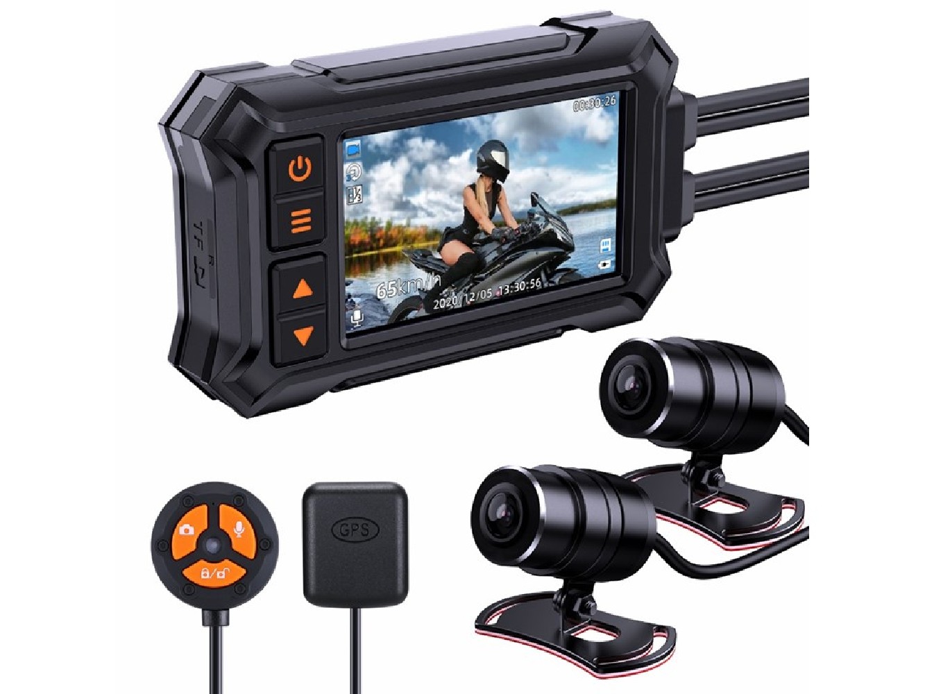 Motocyklová Dual Full HD kamera, GPS, 3" LCD